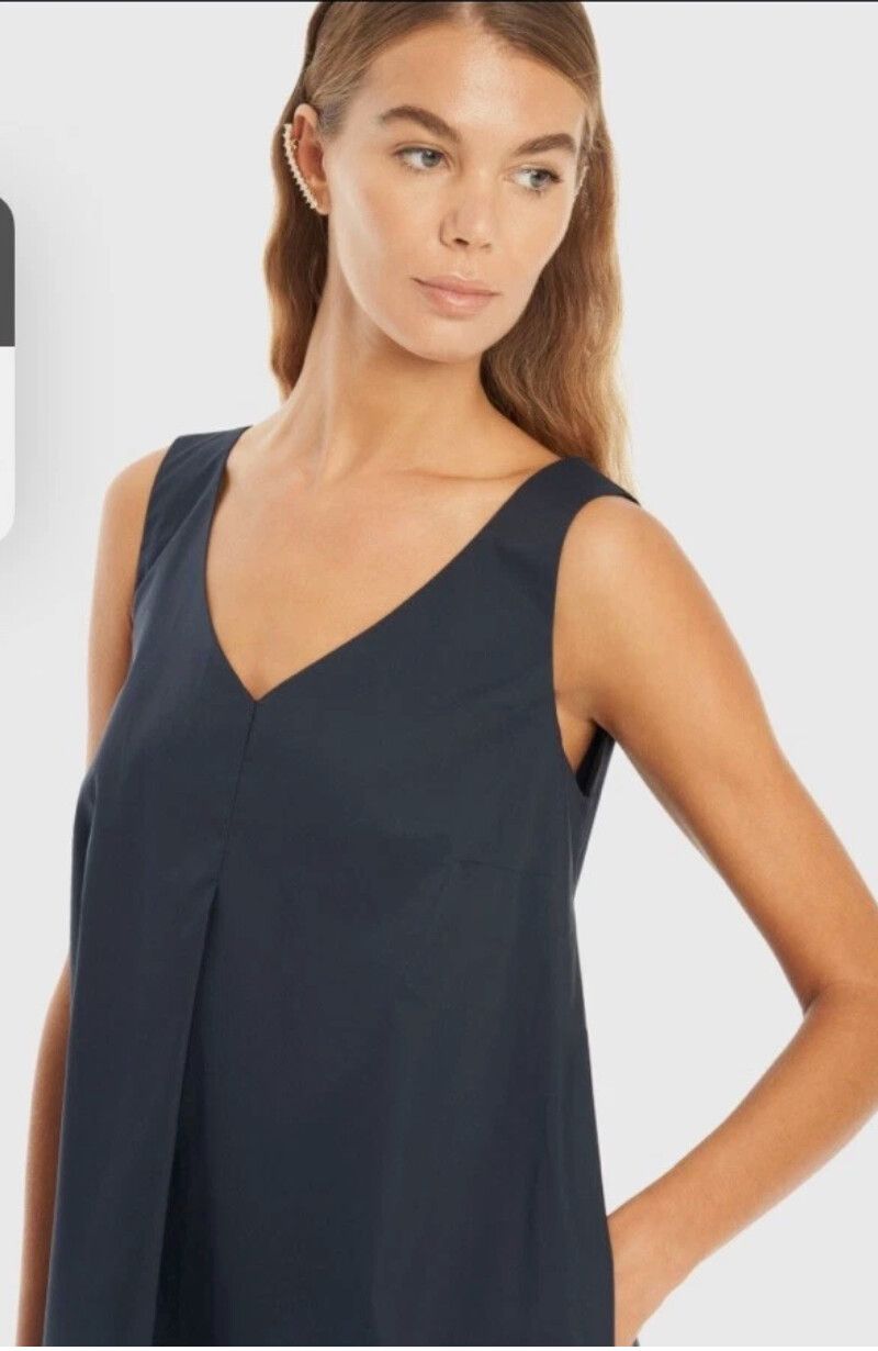 HUSK Black Vneck shift mini dress L/AU12/UK12/US8 minimalist 90s party summer