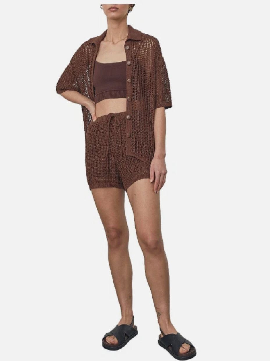 VIKTORIA & WOODS Fusion Shorts Size XS Resort Casual Beach Relaxed Mocha