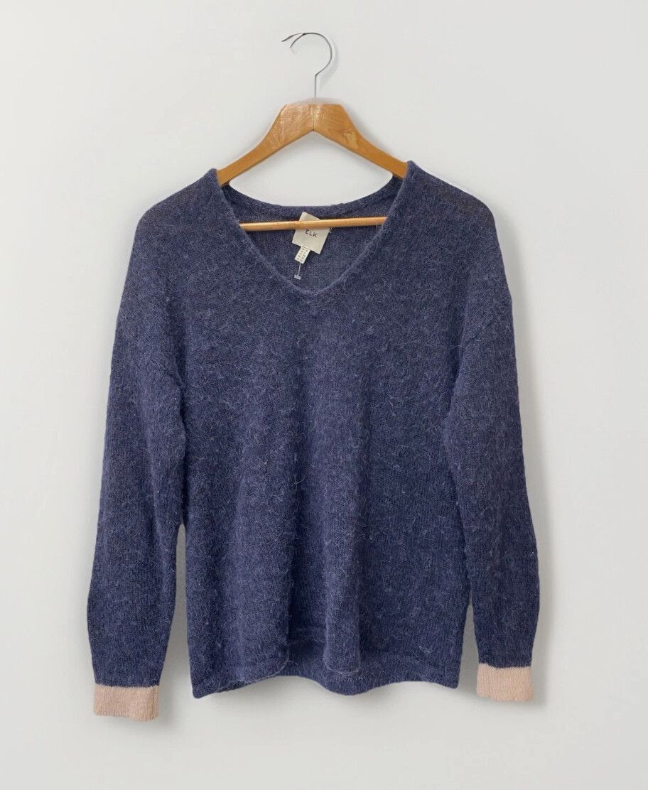 ELK Blue Alpaca Wool Jumper Size 10/Medium Casual Winter Cosy Designer