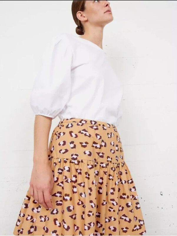 Second Female Skirt Size Large Mocha Leopard Print Flowy Summer Mini Party Lux