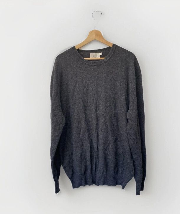 BASSIKE Jersey Knit Size Medium Wool Cashmere Jumper Casual Designer Grey Relax