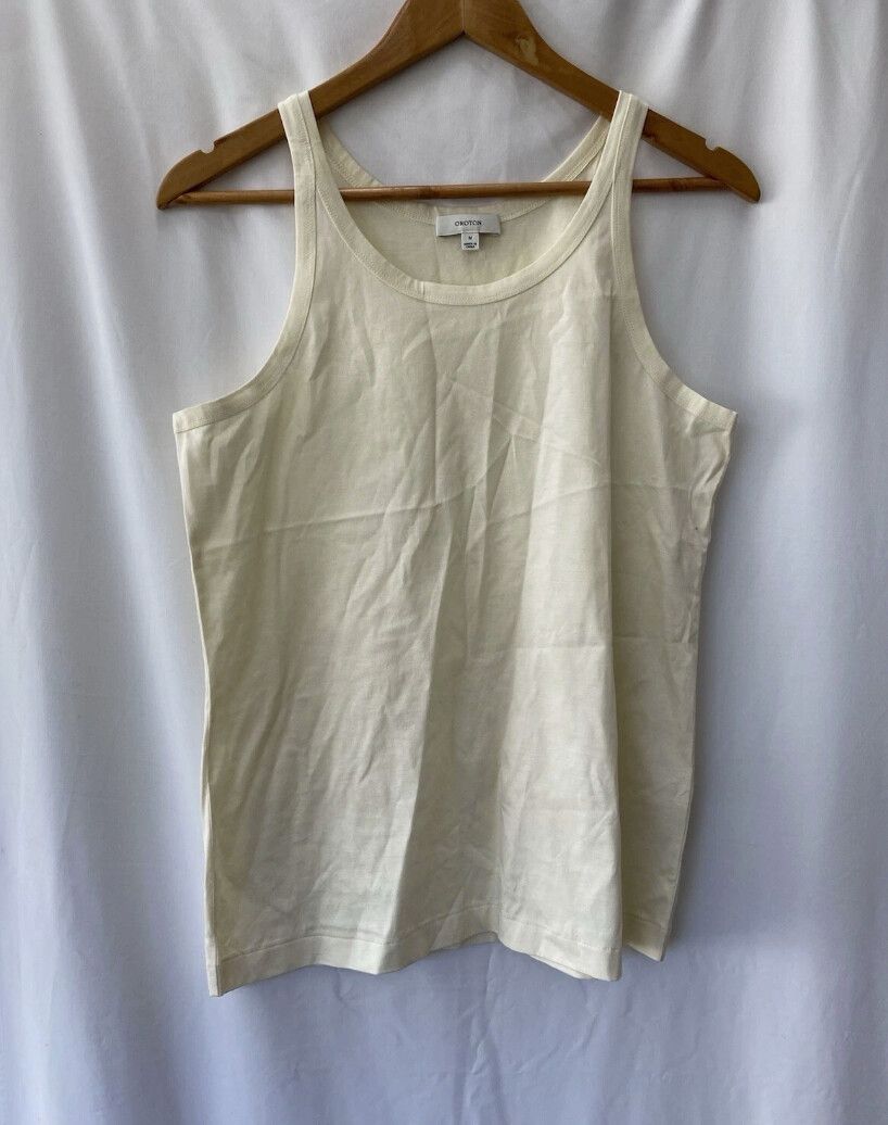 Oroton Cream cotton Singlet Size Medium quiet luxury summer beach romantic 90s