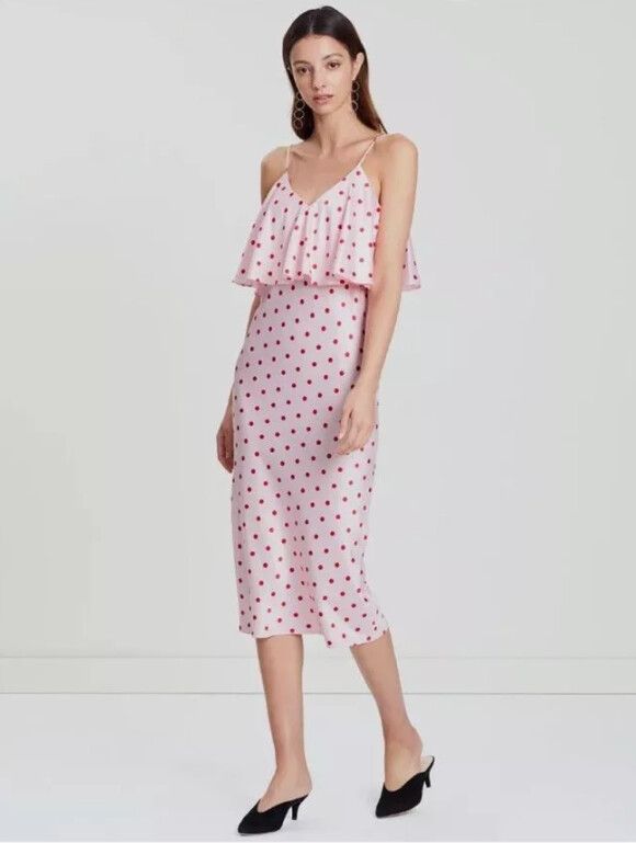 Gary Bigeni Pink Polka Dot Maxi Dress Size 4/XL Party Summer Cute Fun Boho