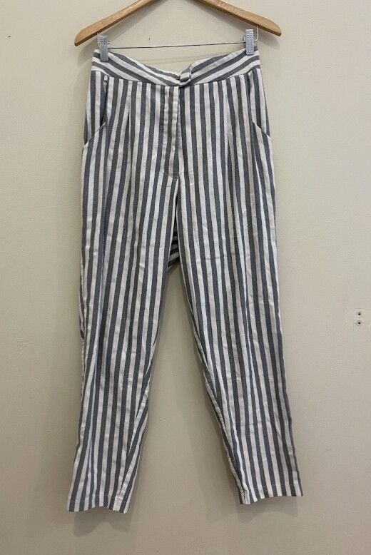 KUWAII Striped Casual Pants Size 10 Relaxed Summer 90s Linen Blend