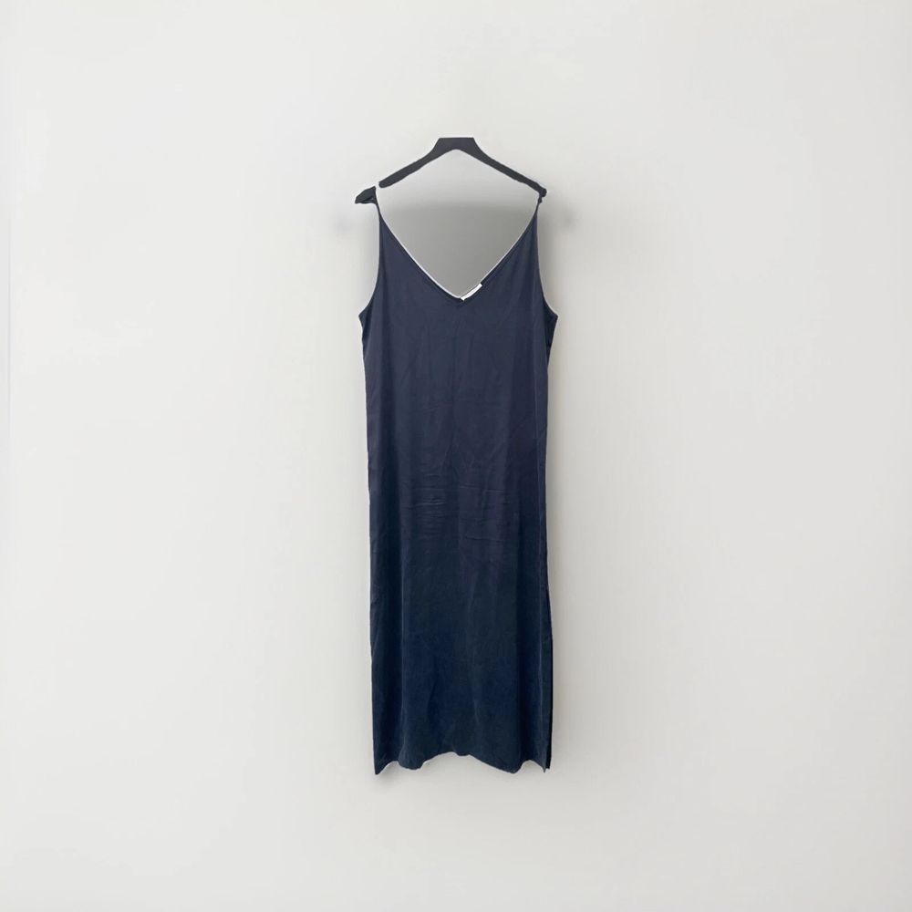 EQUIPMENT FEMME Black Silk Maxi Slip Dress Size Large Casual Designer Glam Chic