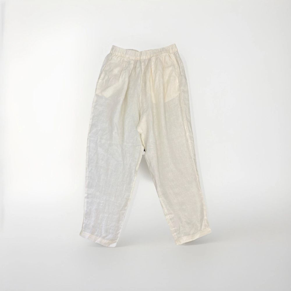 Assembly Label Pant Size AU 12 US 8 Cream Linen Wide Leg Pleated Relaxed Coastal