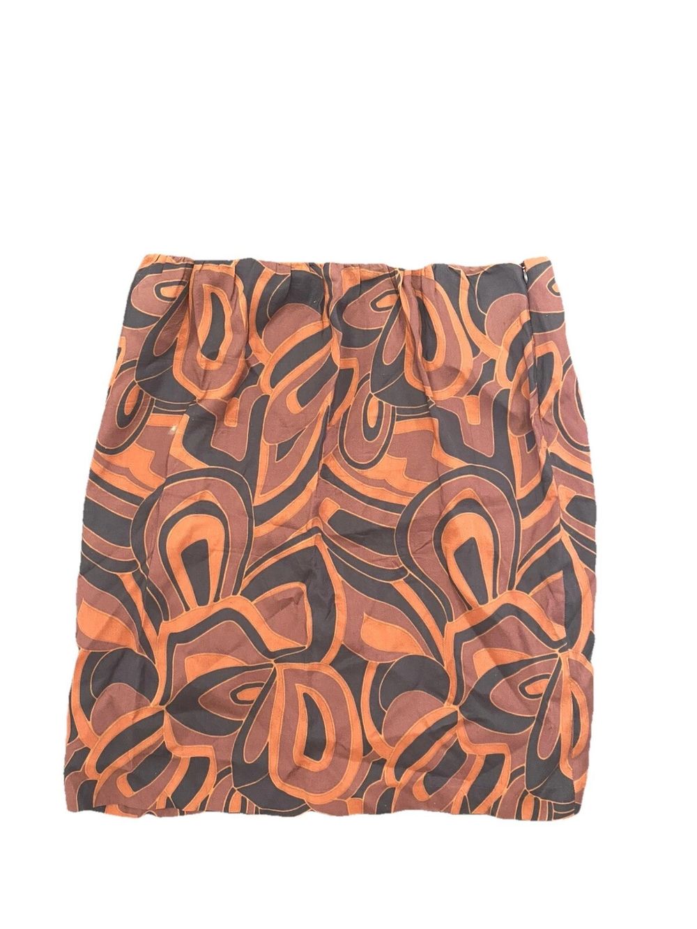 DRIES VAN NOTEN Brown Silk Skirt Size 42/Large Casual Print 70's Designer Glam