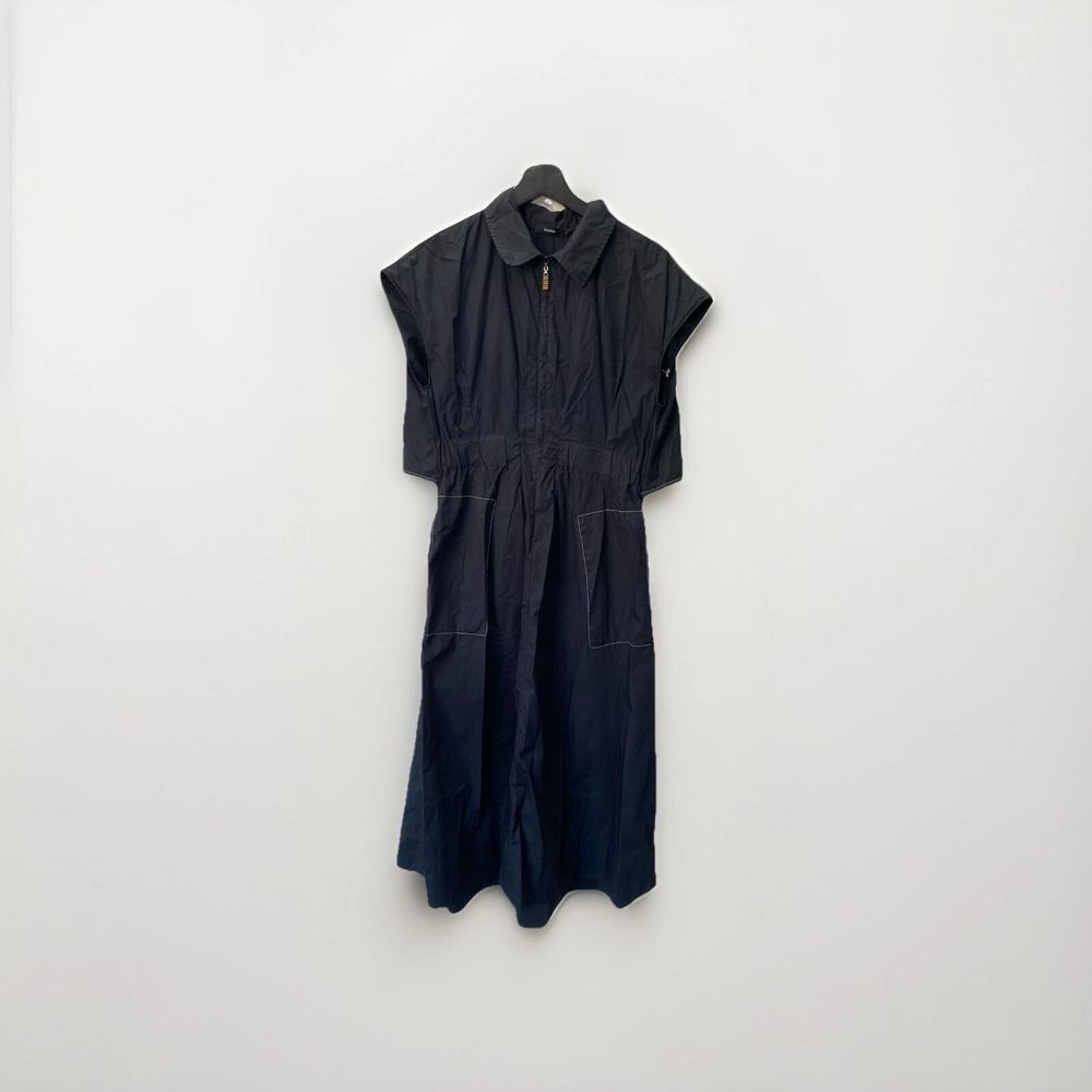 BASSIKE Black Cotton Utility Dress Size 00/XS Designer Casual Cotton