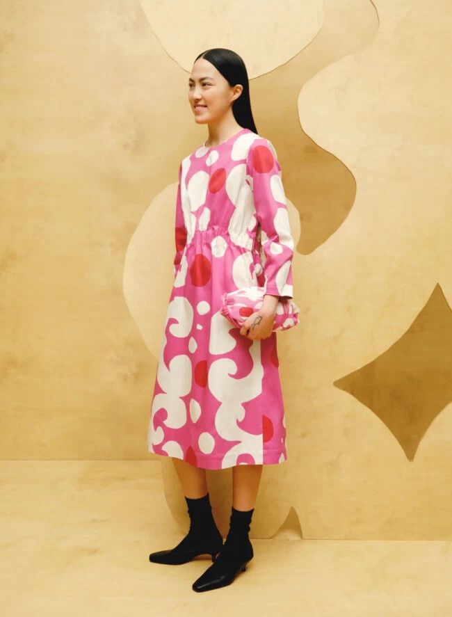 MARIMEKKO Temppeli Keidas Cotton Sateen Dress Size 36/XS Pattern 70s Retro