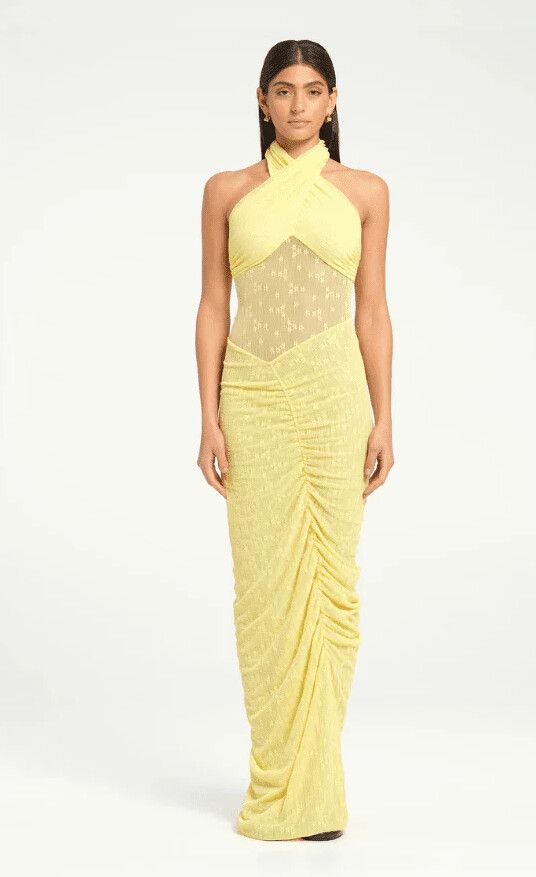 Benni - BENNI Hudson Lace Maxi Dress Yellow Size 12 BNWT Glam Party Romantic Resort on Designer Wardrobe Benni - BENNI Hudson Lace Maxi Dress Yellow Size 12 BNWT Glam Party Romantic Resort on Designer Wardrobe