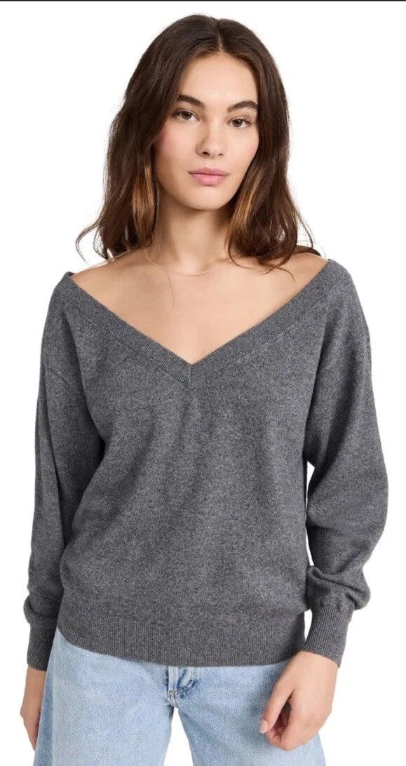 ALEXANDER WANG Grey Knit with Mesh Collar Size Large Wool Knit Designer Luxury