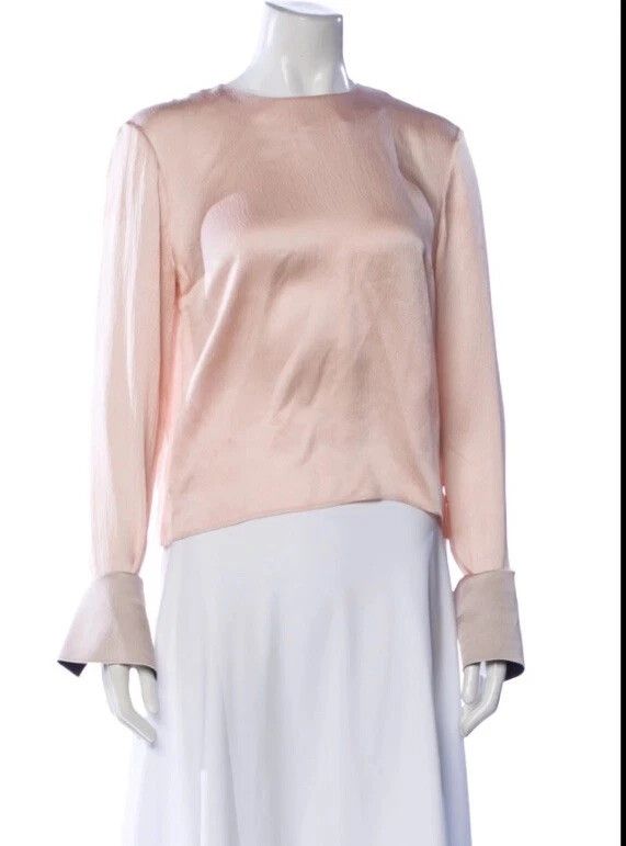 ROKSANDA Blush Silk Blouse Size 10 Designer Romantic Glam Party Designer