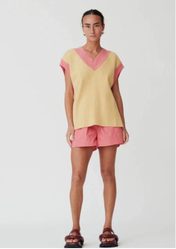 BLANCA Lauren Sleeveless Vest Yellow/pink One Size Casual Wool Knit