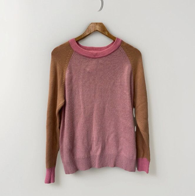 GORMAN Wool Pink and Brown Jumper Size XS Knit Cosy Winter Minimalist Preppy