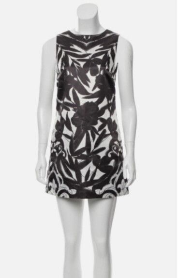 ALICE + OLIVIA Floral Mini Dress Size US4/Small Black & White Preppy Party