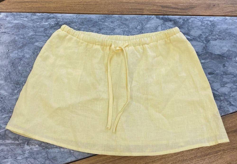 CHOSEN BY TUCHUZY Yellow Linen Mini Skirt Size Small Casual Resort Beach Summer