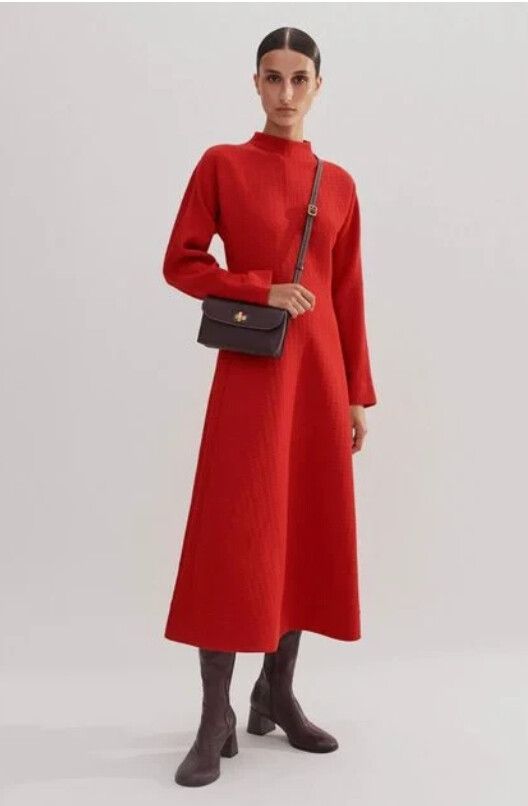 ME + EM Batwing Sleeve Midi Dress Size XL/uk14/us10/eu42 Textured Glam Preppy