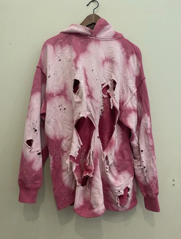 ACNE STUDIOS PINK tie-dye distressed Hoodie Size Small Designer Streetwear