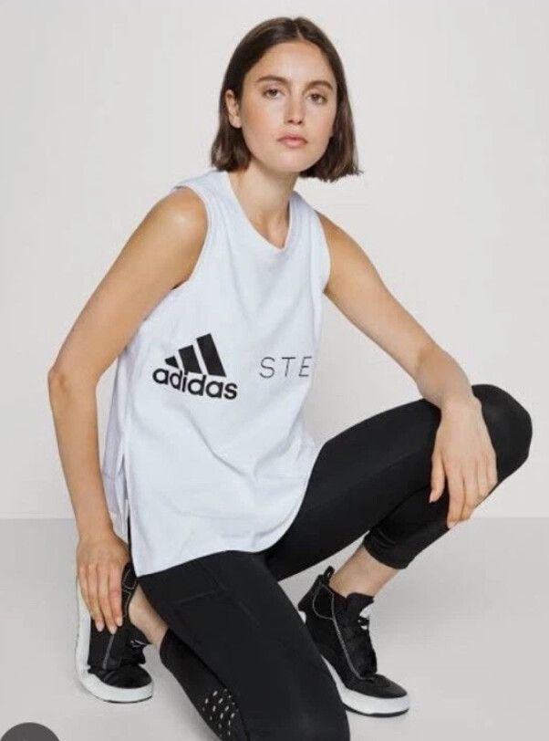 ADIDAS BY STELLA MCCARTNEY White Singlet Logo Cami Size Small BNWT Workout Yoga