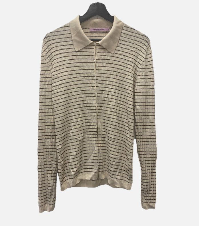 HANSEN & GRETEL Striped Polo Button Up Shirt Size XL Casual Preppy Designer