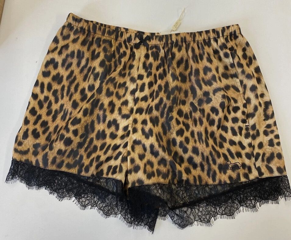 PETER ALEXANDER LEOPARD PRINT LACE MINI SHORTS SIZE SMALL Glam 90s Animal print