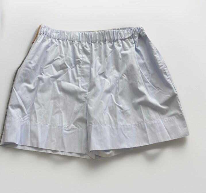 White Story Blue Striped Cotton Shorts