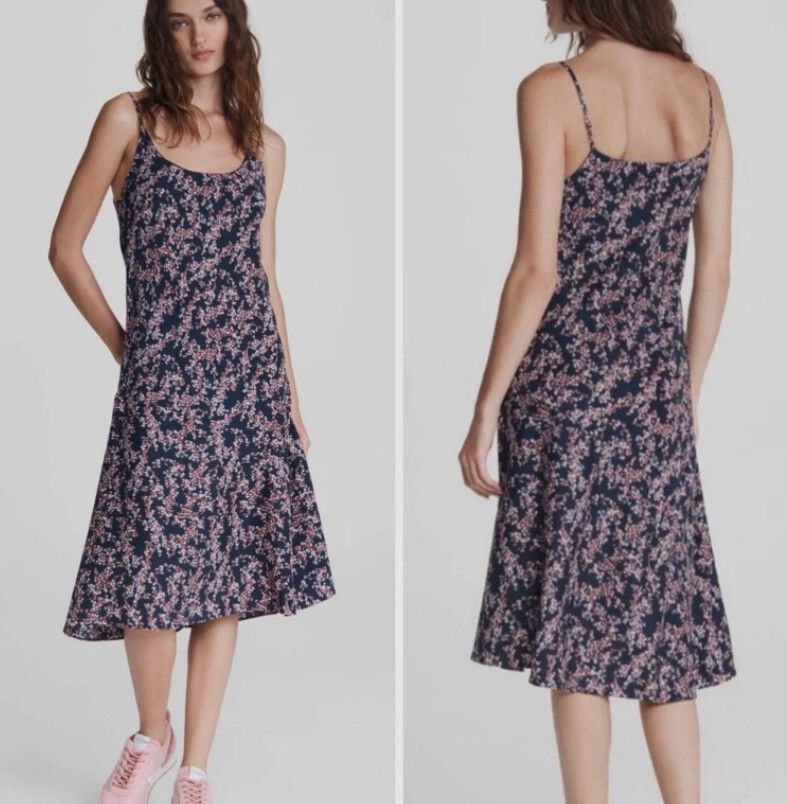 RAG & BONE Eva Floral Silk Slip Dress Size 2/Medium Romantic Summer Holiday 90s