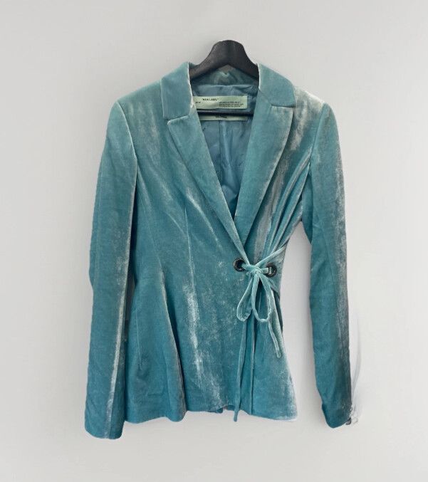 Share OFF WHITE Velour Blue Blazer Size XS/AU6/UK6/US2/EU34/IT38 Glam Velvet Virgil