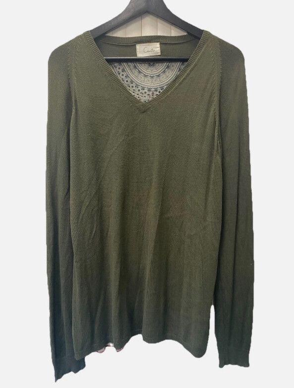 CAMILLA Green Silk back detail Jumper size Small Embellished Designer Glam Boho