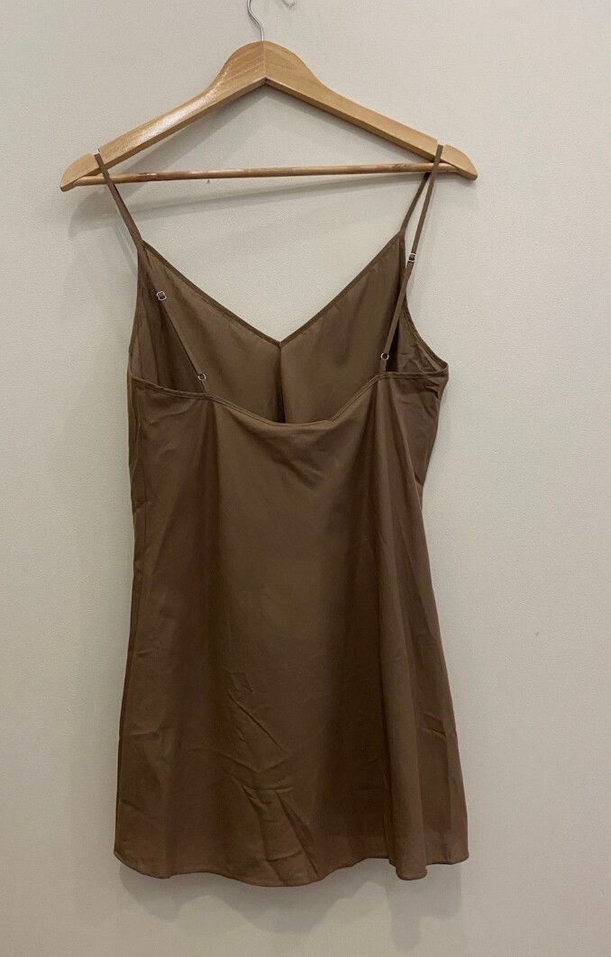 LEE MATHEWS Brown Cotton Mini Slip Dress Size 2/Medium BNWT Sheer Romantic