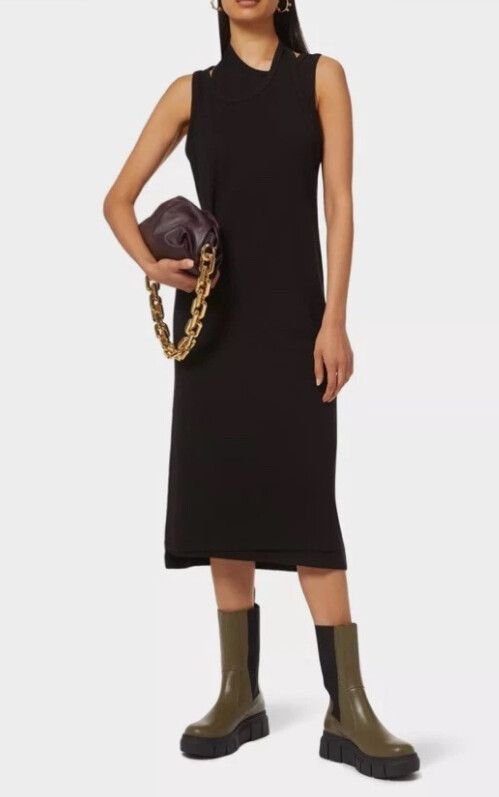 Frankie Shop Mi-Lounge Midi Dress Size Small Cotton cutout neck Minimalist