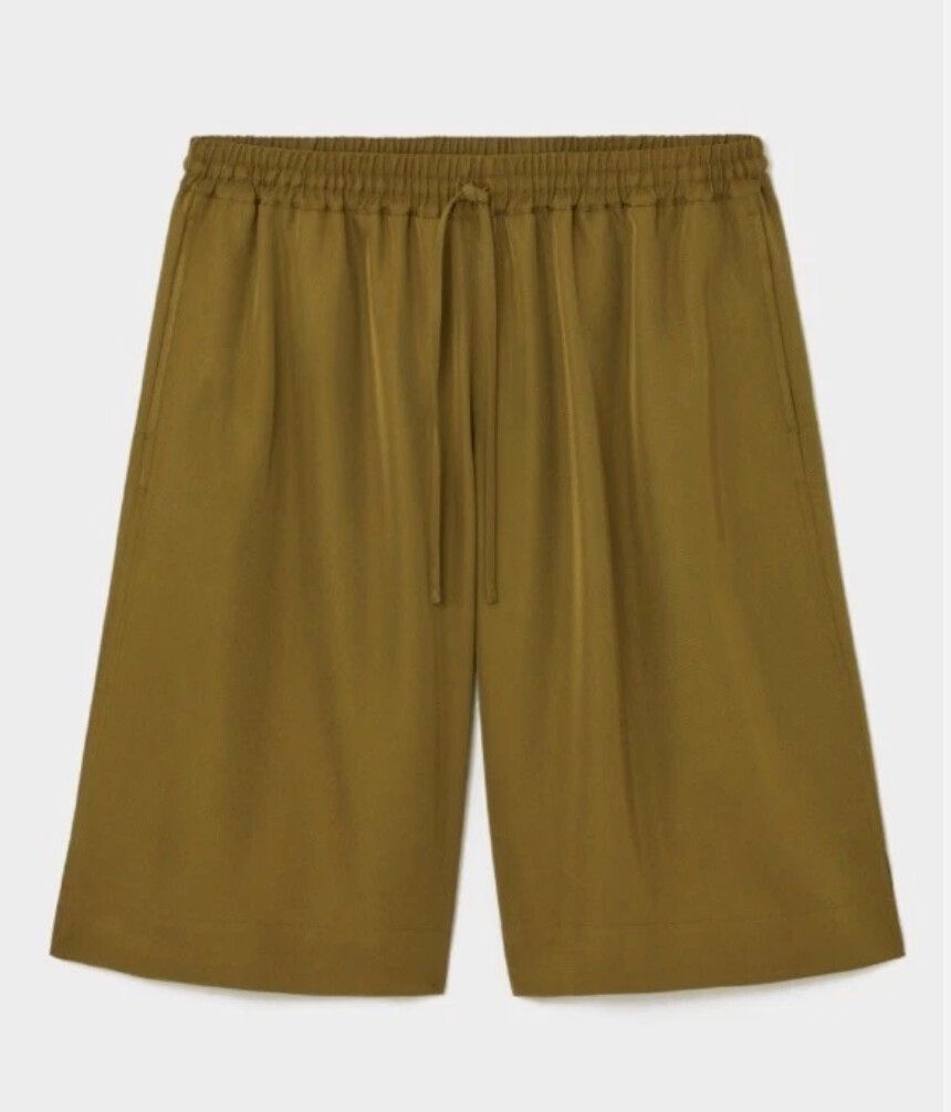 COS Casual Gold Shorts Size 42/Large Tie waist Relaxed Summer Holiday Casual