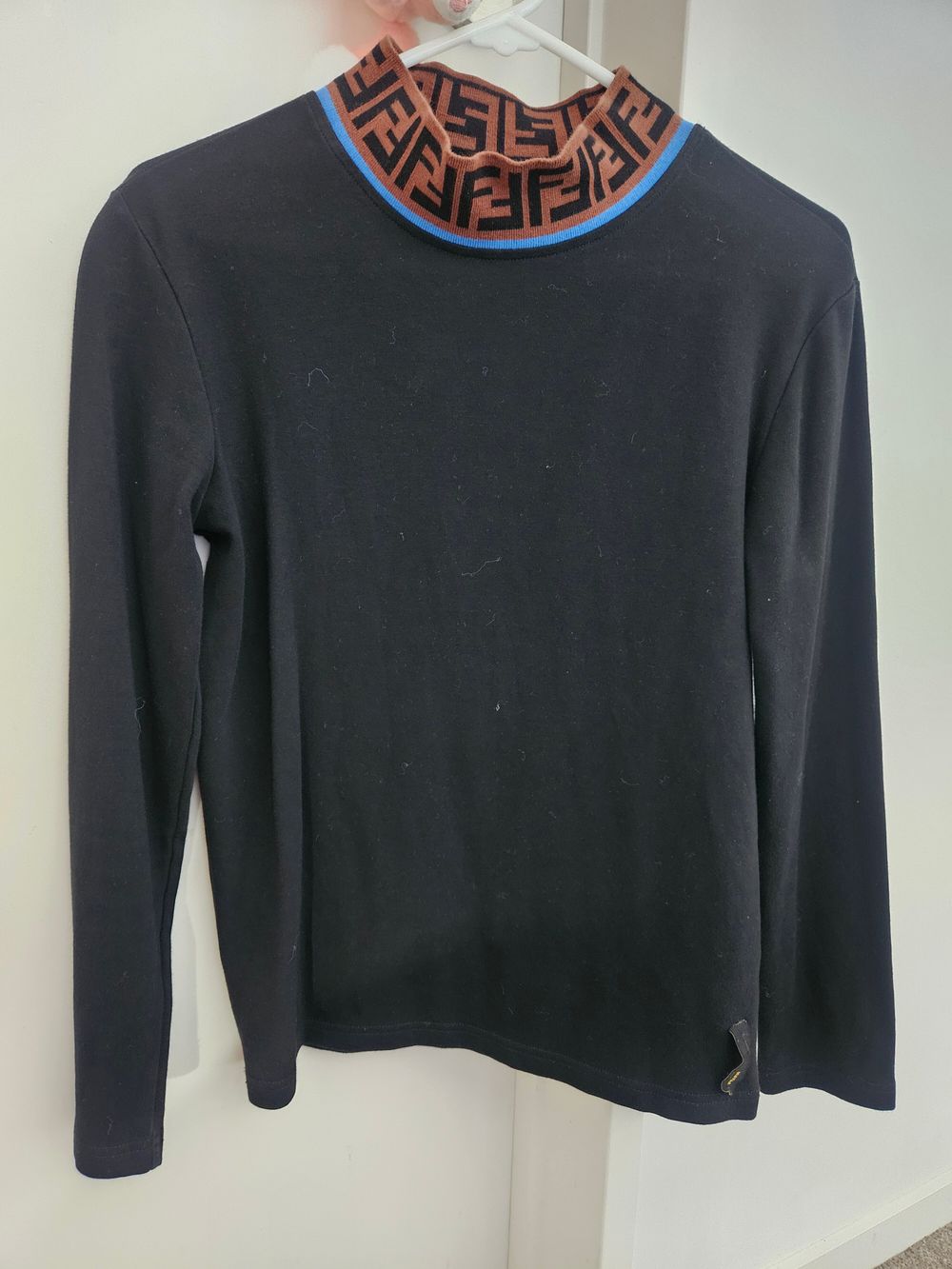 Fendi Black Logo Collar Jumper