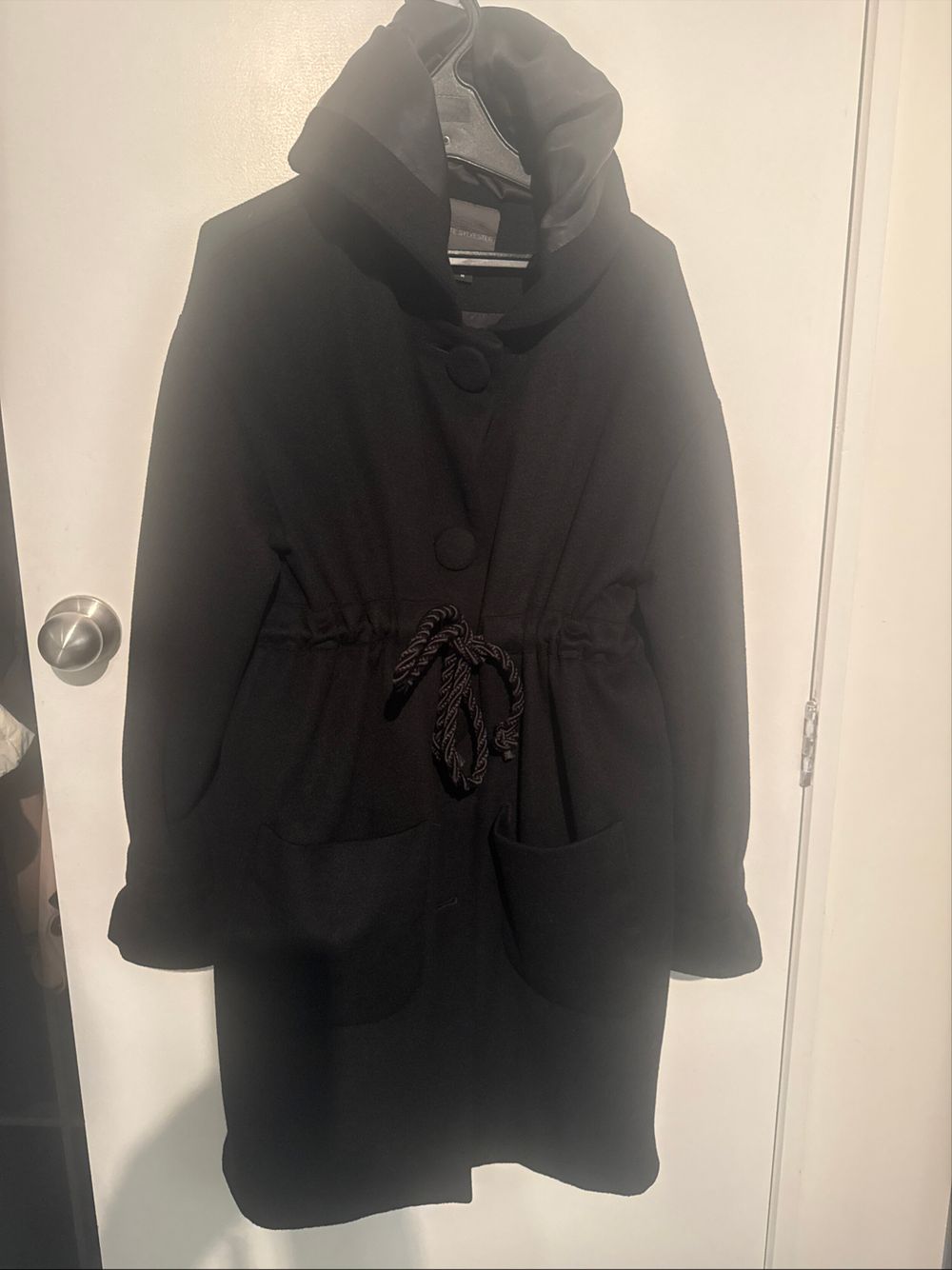 Kate Sylvester Black Hooded Wool Coat