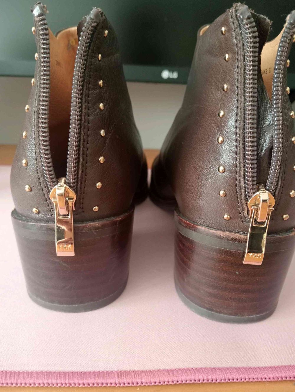 Drake Chocolate Studded Ankle Boots