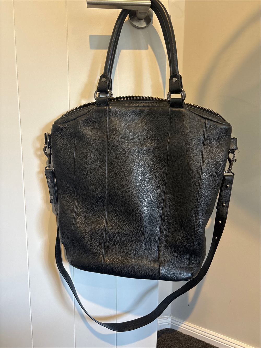 Status Anxiety Black Leather Tote