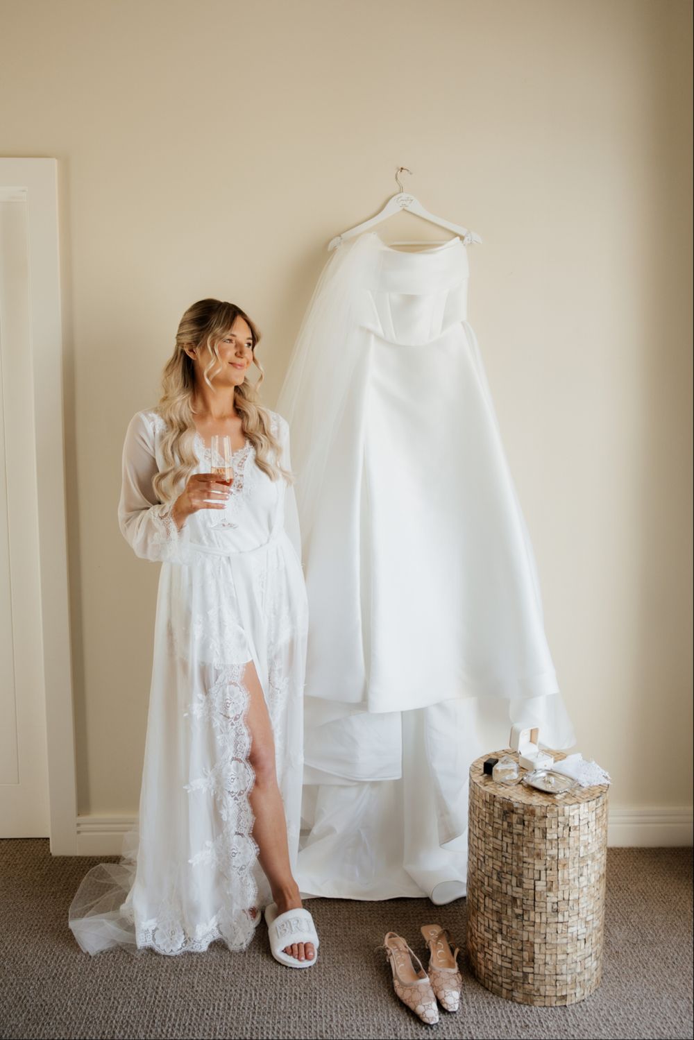 Homebodii Helena Lace robe and Sian lace cami set