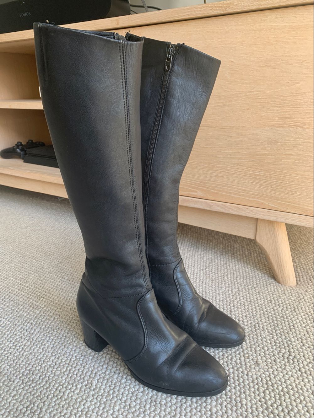 black Italian leather boots