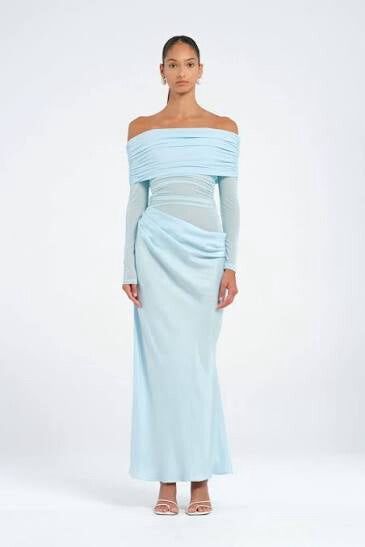 Benni Off Shoulder Maxi in Blue Size 8