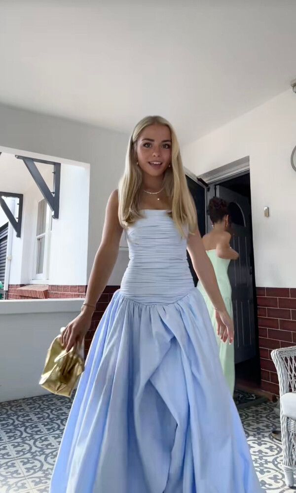Aje Bubble Hem Maxi in Pearl Blue Size 10