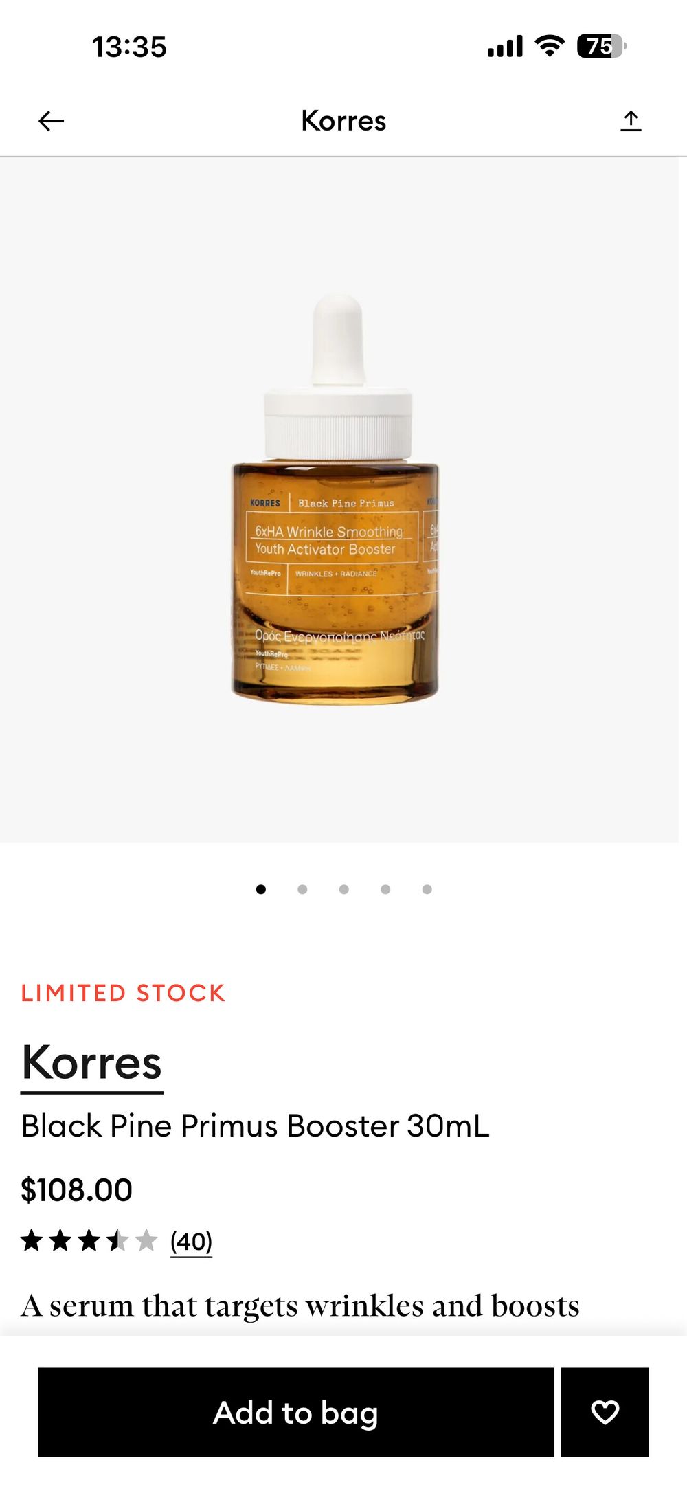 Korres youth activator Serum *15ml mini*