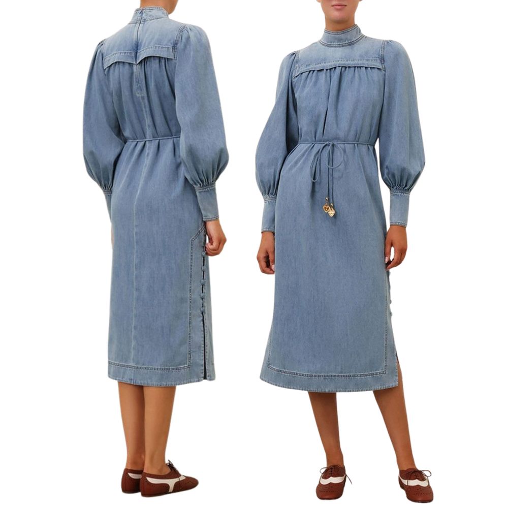 denim midi dress long sleeve For The Record Color:Mustard Floral Made from a fabric pageant dresses texas Chest Nursery Drawer Knobs