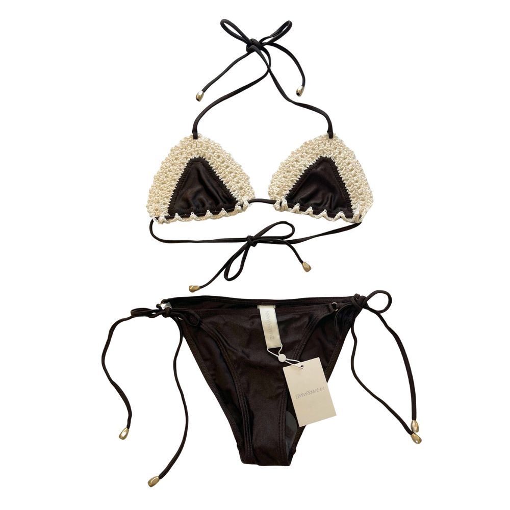 Zimmermann Acacia Crochet Tri Bikini Chocolate Size 1 AU 8–10 / UK 8–10 / US 4–6 / FR 36–38 / S–M – NWT