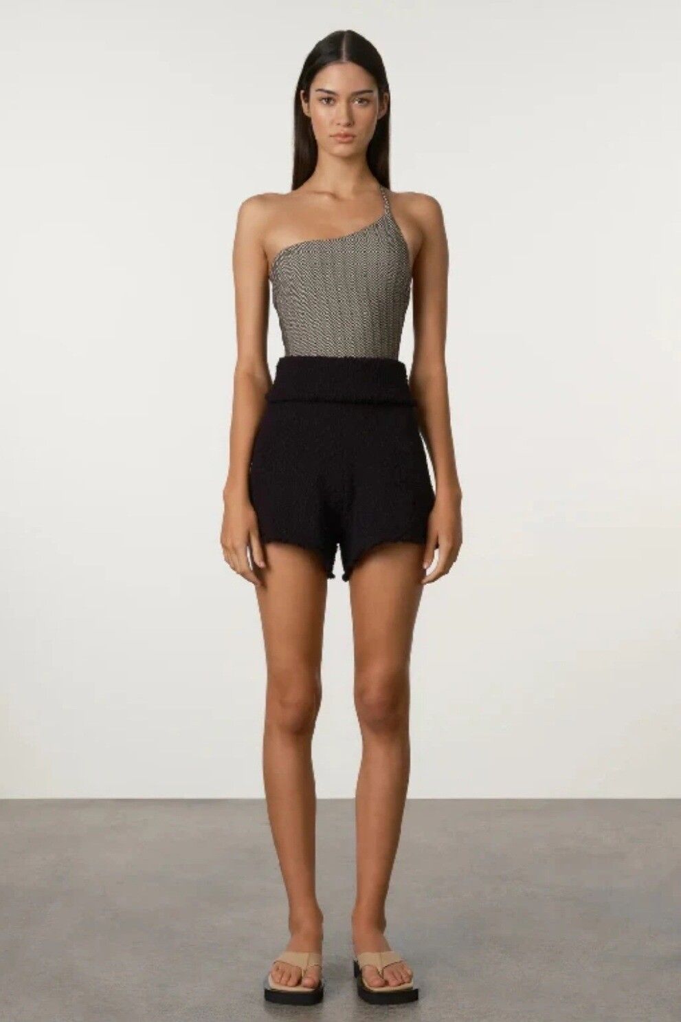 Black Boucle Knit Short