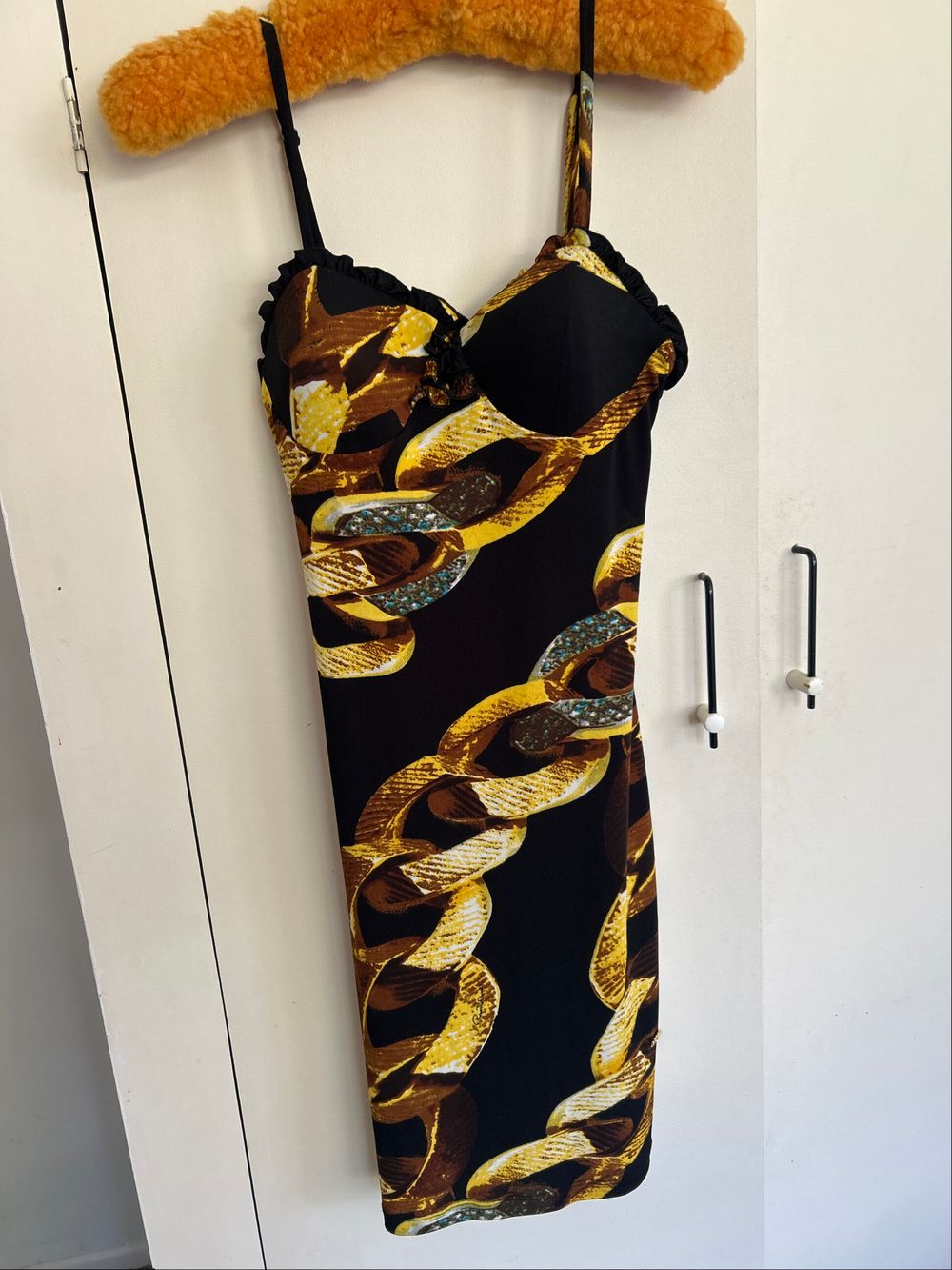 Roberto Cavalli Black Chain Print Dress size M-L*****