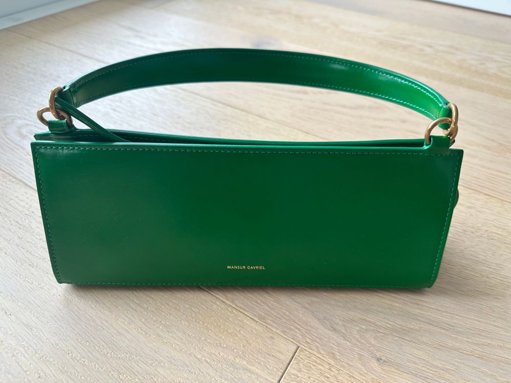 Mansur Gavriel Green Leather Baguette Bag