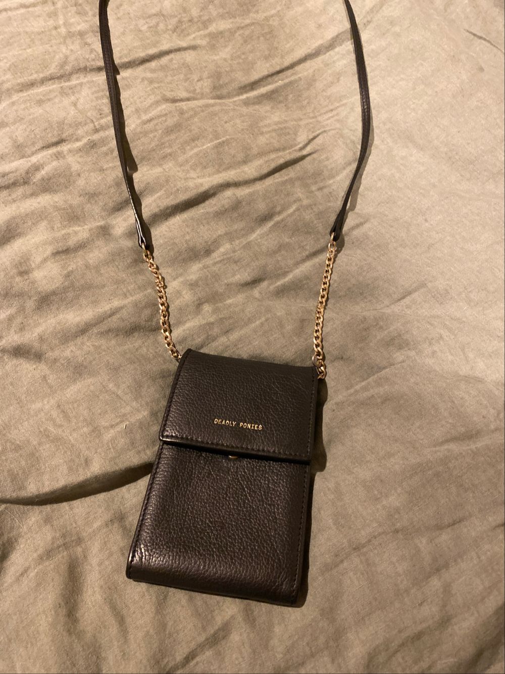 Deadly Ponies Black Leather Crossbody Bag