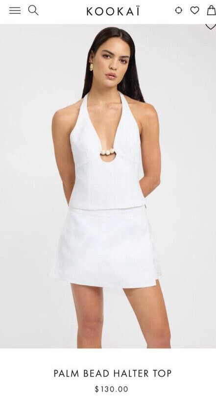 Kookai - Palm Bead Halter Top on Designer Wardrobe
