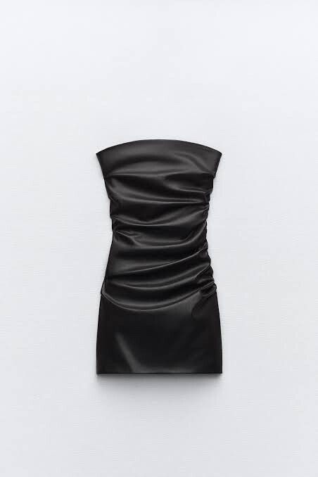 strapless leather dress zara Zara Dresses | Zara Woman Fw23 Leather Effect Strapless Dress Black Ref. 7901/252 | Color: Black