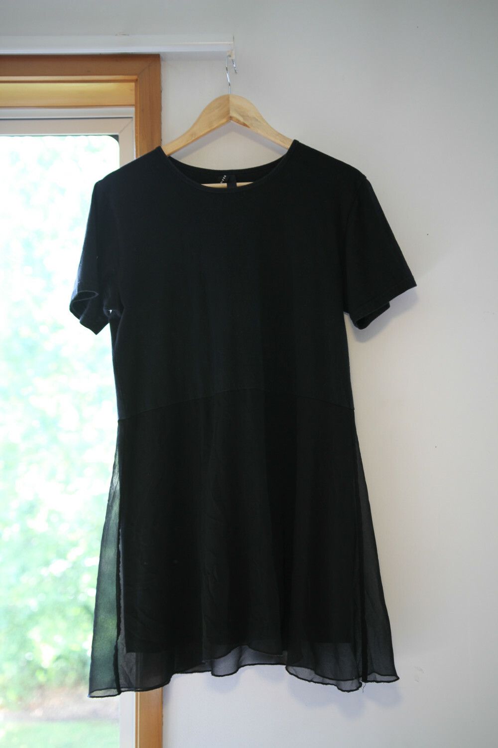 Huffer - Huffer Black TShirt Dress w/ Chiffon on Designer Wardrobe